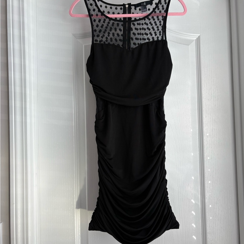 Forever 21 Black Mesh Detail Mini Dress